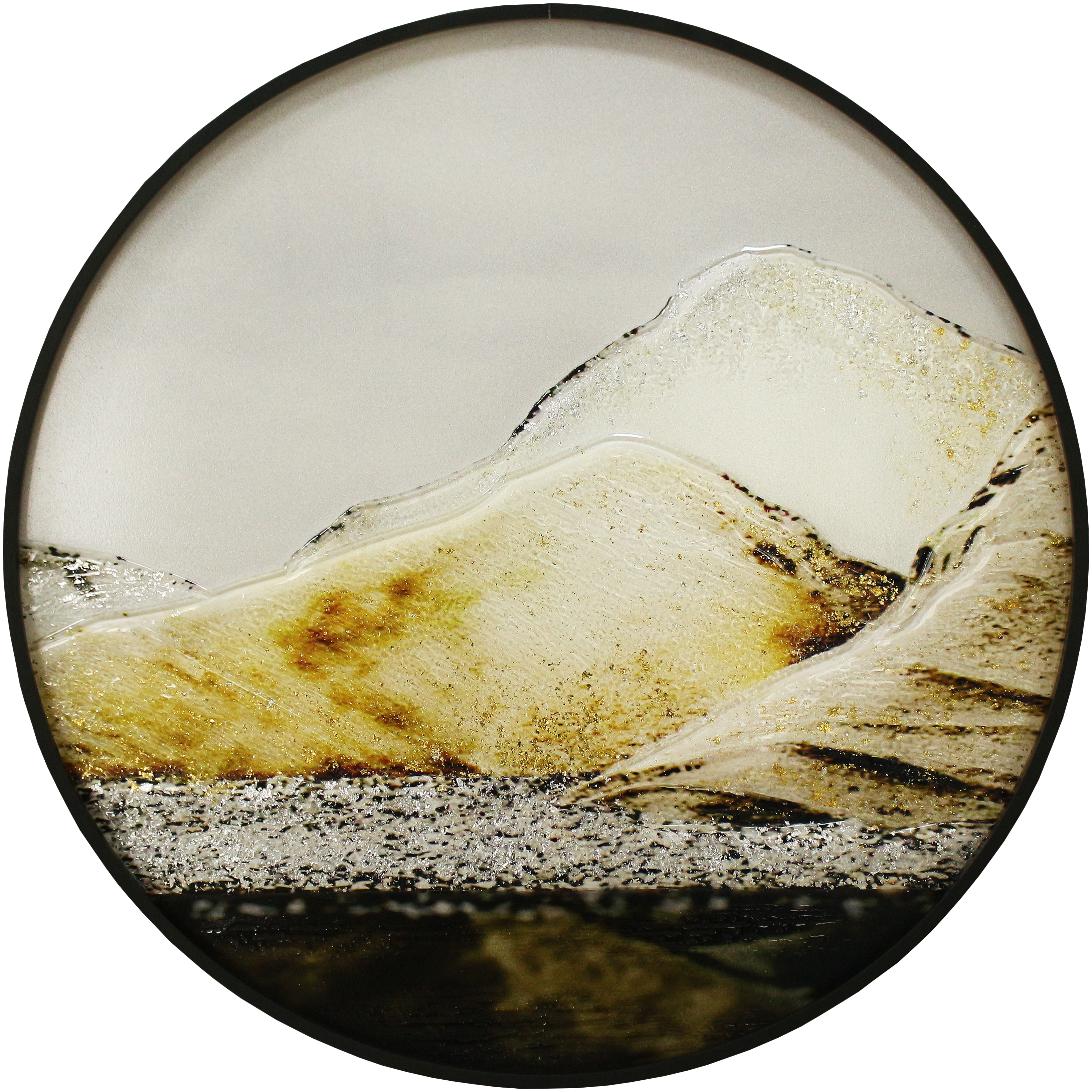 中式装饰400mm 500mm圆形现代艺术玻璃画供应