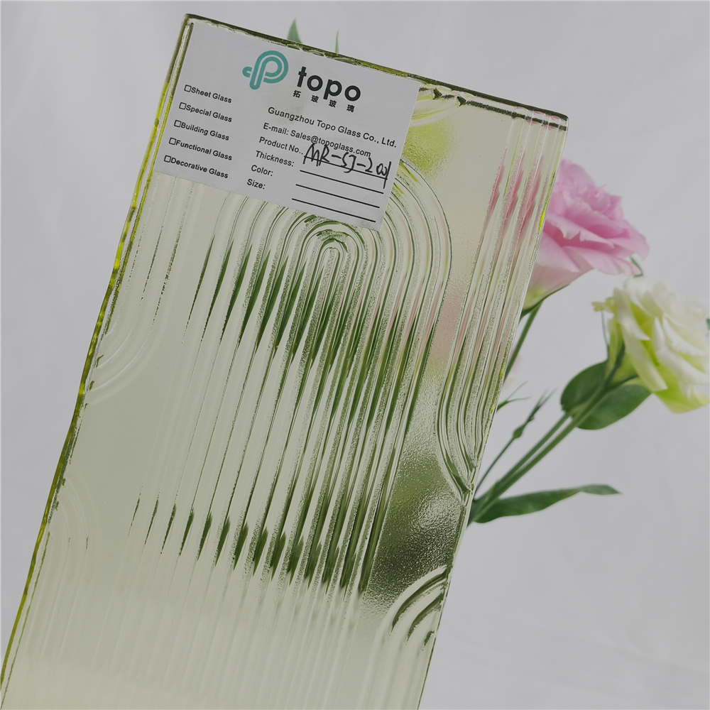 新款6mm-19mm金黄色熔合压花艺术压花玻璃