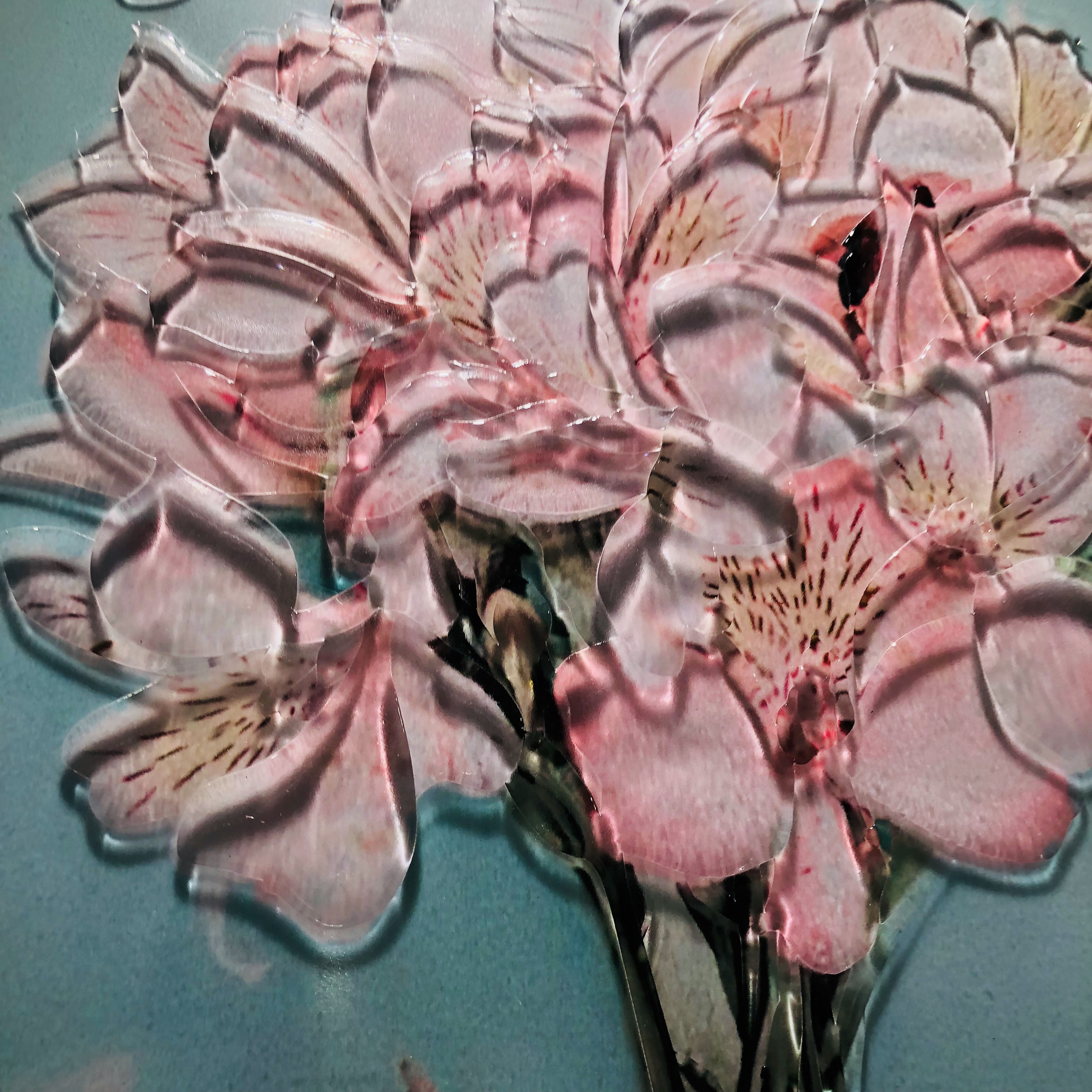 批发H800mm*600mm北欧风格艺术壁挂粉色花朵画