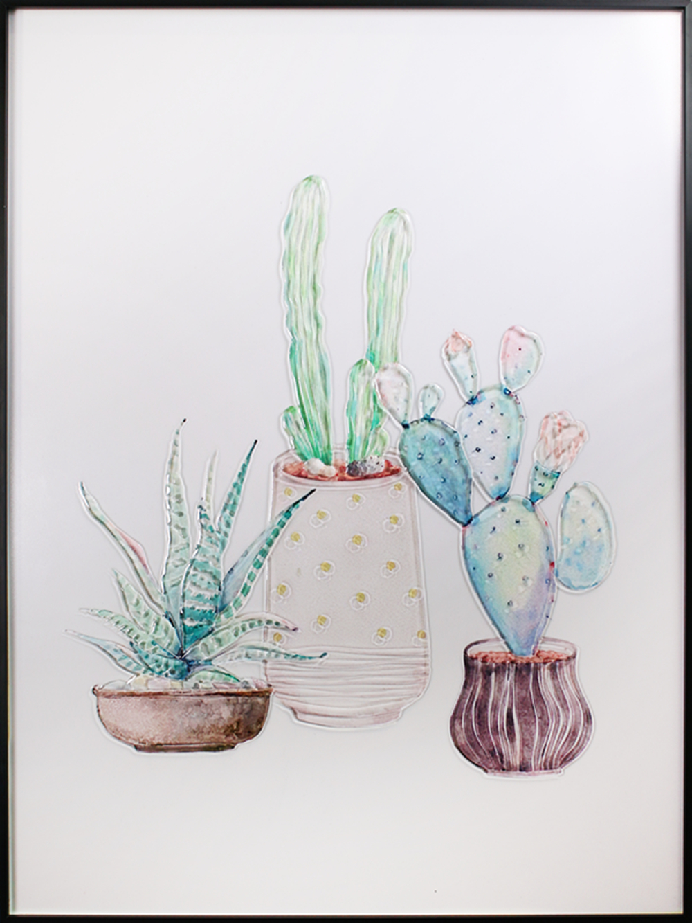 中式现代北欧风格绿色植物墙面装饰艺术玻璃画家居装饰 