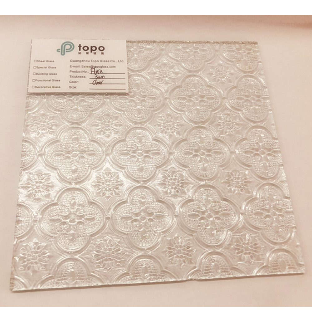 3mm 4mm 5mm 透明/蓝色/古铜色/绿色花卉图案玻璃