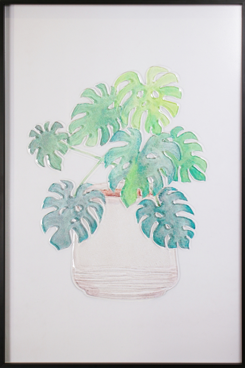 中式现代北欧风格绿色植物墙面装饰艺术玻璃画家居装饰 