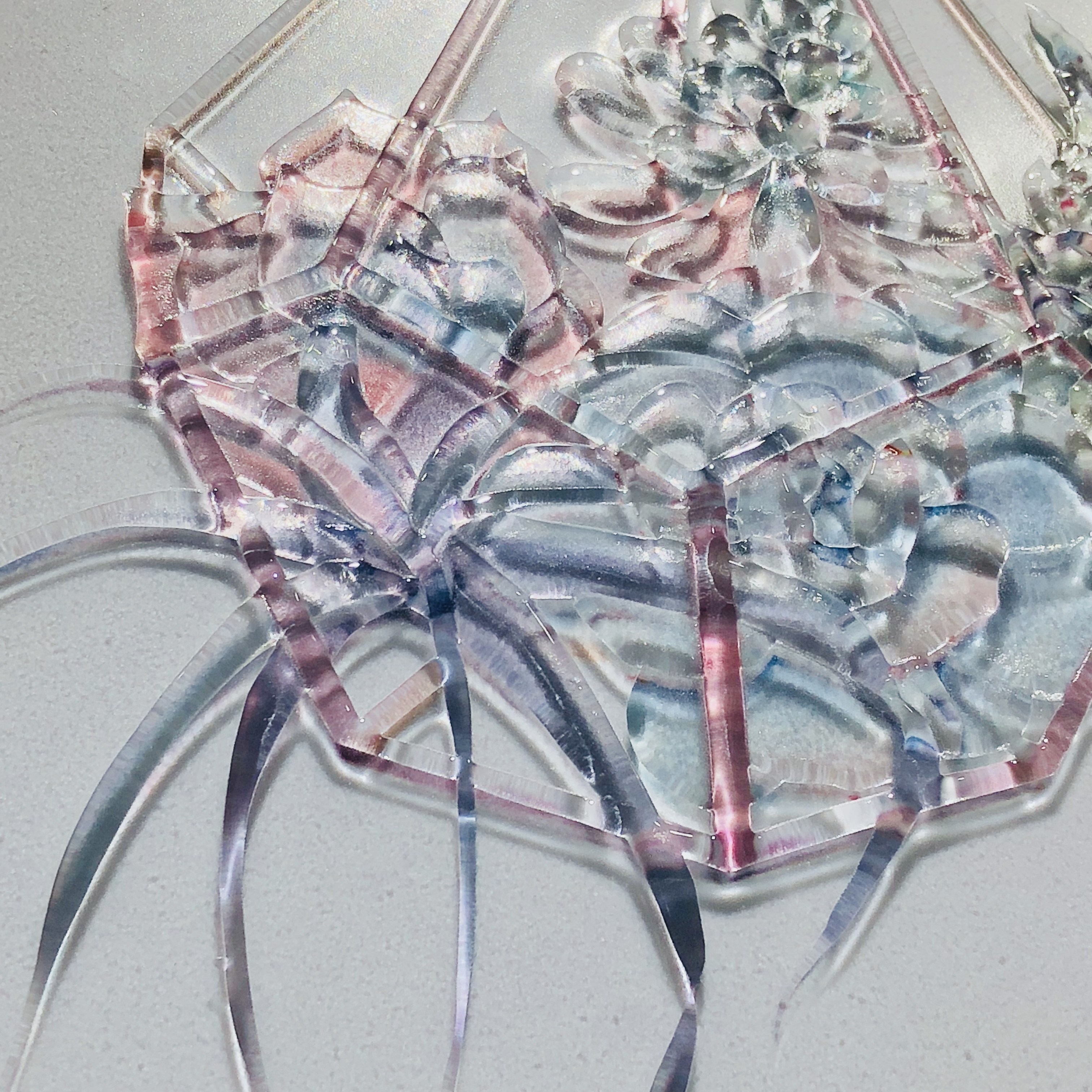 现代挂墙艺术彩色装饰多肉植物阁楼玻璃画