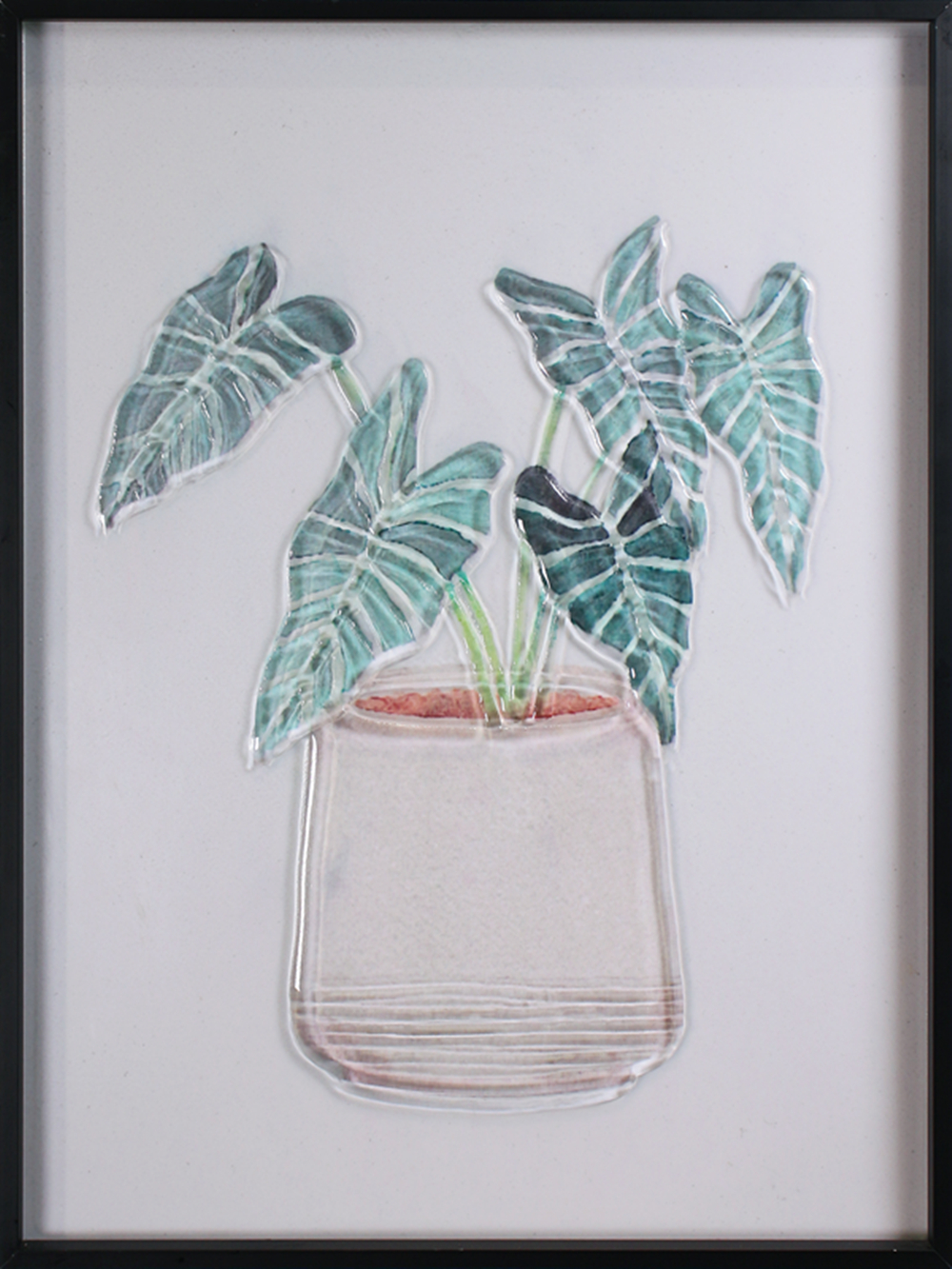 中式现代北欧风格绿色植物墙面装饰艺术玻璃画家居装饰 