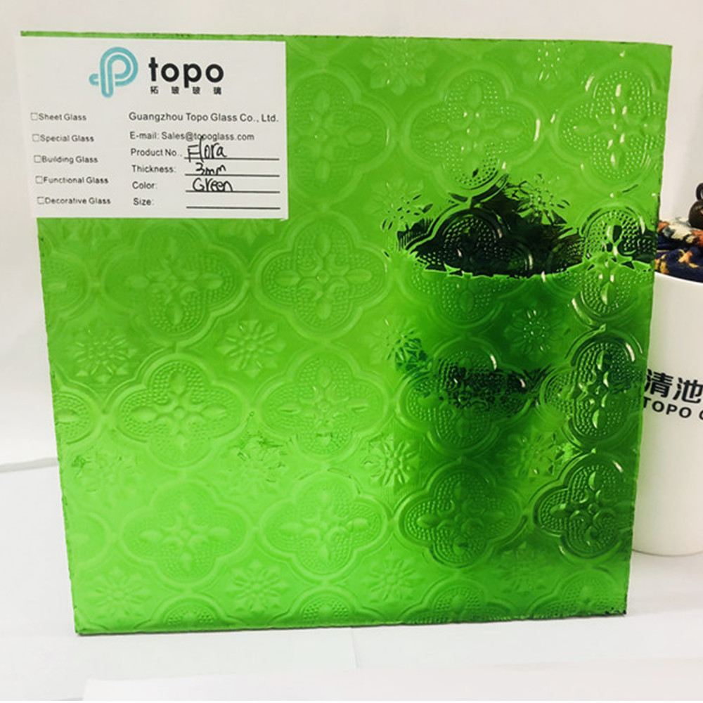 3mm 4mm 5mm 透明/蓝色/古铜色/绿色花卉图案玻璃