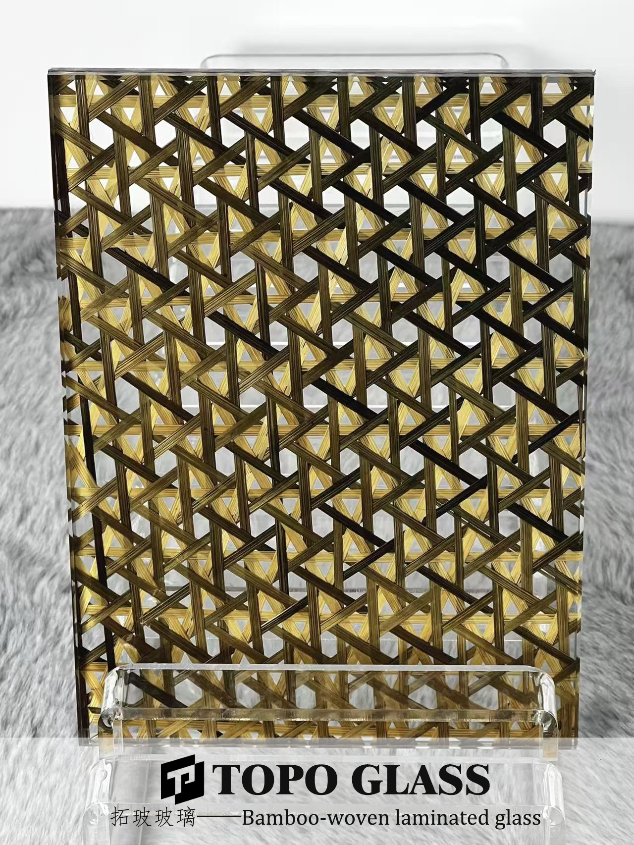 竹编夹层夹胶玻璃