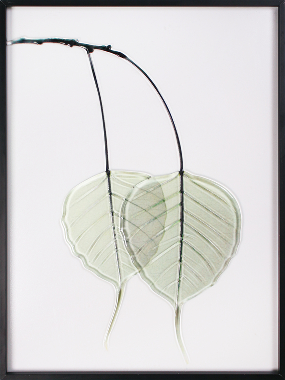 五套画中国绿叶艺术雕刻融合玻璃挂画