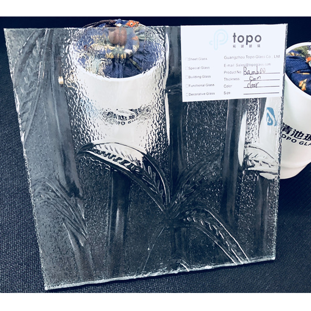 3mm 4mm 5mm 透明竹压花玻璃