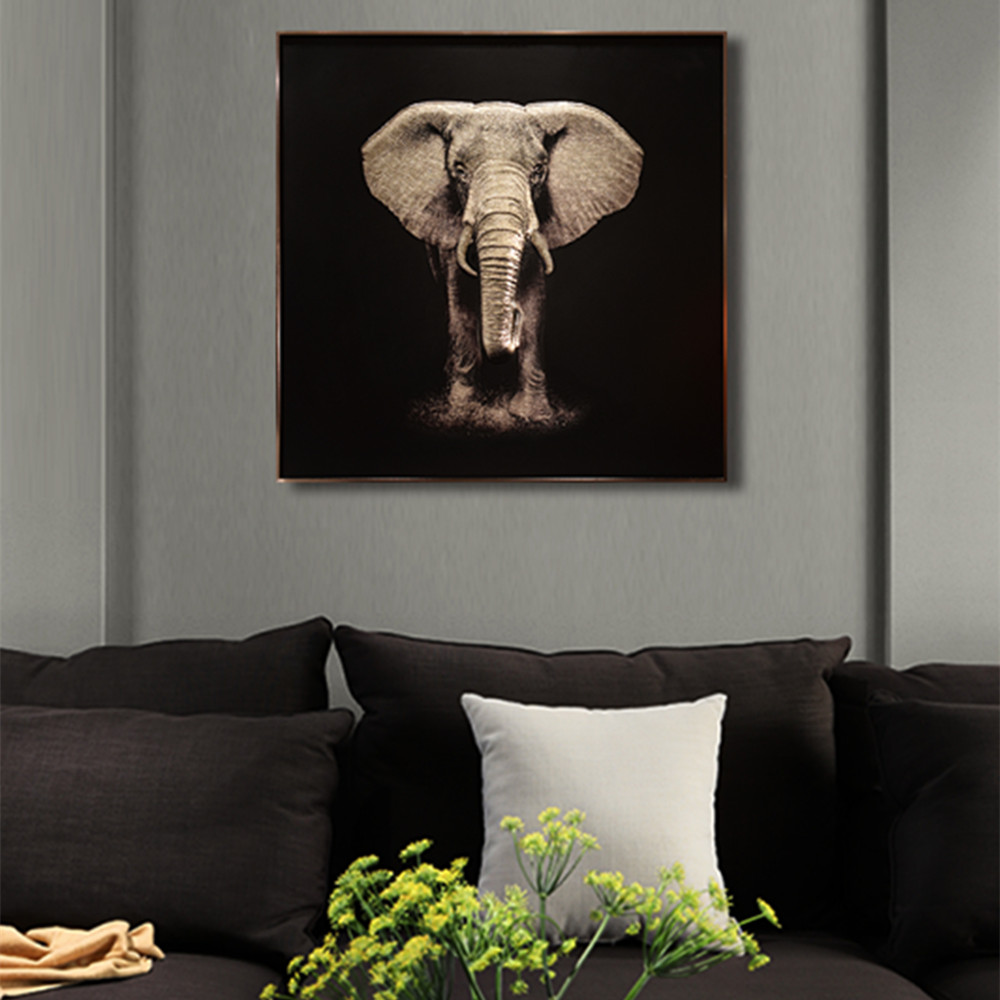 广州厂家直销简约现代装饰沙发背景墙3D大象动物玻璃琉璃彩艺术装饰画