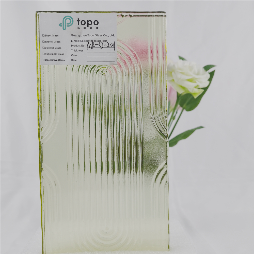 新款6mm-19mm金黄色熔合压花艺术压花玻璃